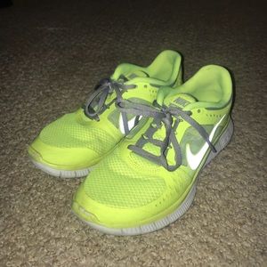 Women’s Neon Nike Free Run Sneakers